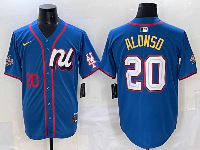 Men 2025 New York Mets 20 Alonso Blue All star Nike MLB Jersey style 3